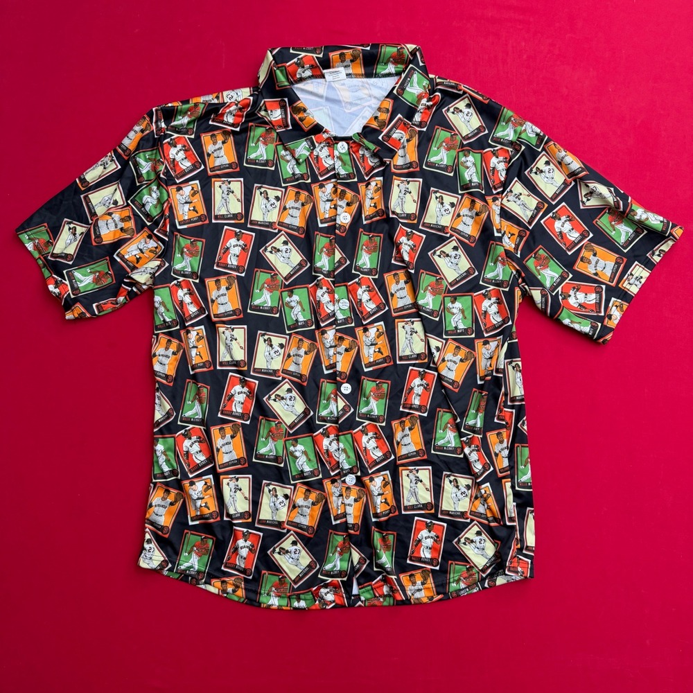 San‎ Francisco Giants Baseball Card Print Shirt Mens XL Barry Bonds Willie Mays